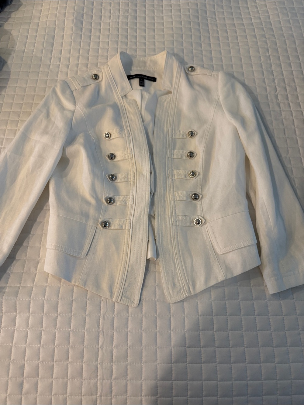 White House Black Market White Military-Style Blazer